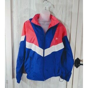 Vintage Nike Jacket Adult S/M Windbreaker Pink Blue Colorblock 80s FREE SHIPPING